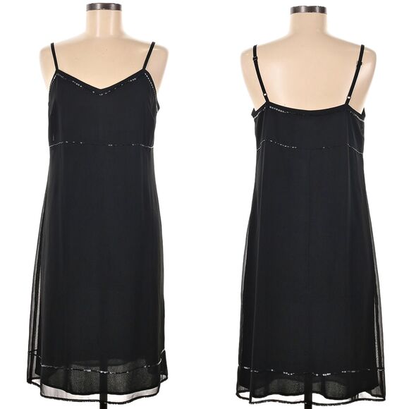 Vintage Y2K Express Black Midi Dress Beaded Evening Whimsigoth Size 9/10 - Picture 3 of 11